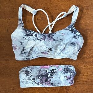 Lululemon Floral Print Women's Soorts Bra & Headband